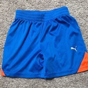 Puma Blue Athletic Shorts with Orange Trim